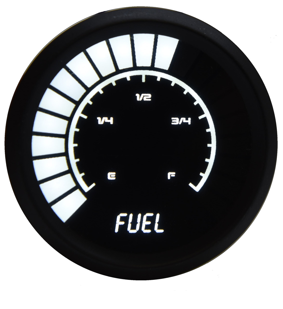 Fuel Level Analog LED Bargraph Black Bezel – B9016
The power of your vehicle is truly only complimented by one other crucial asset: appearance. Now with the new line of Individual Analog Bargraph Gauges, you can finally leave that worry deep in the past.
Now you can really watch your fuel level with the Intellitronix super bright LED digital fuel gauge!  Fuel Level Analog LED Bargraph Gauge is microprocessor controlled with 0 to 99% fuel remaining accuracy!
