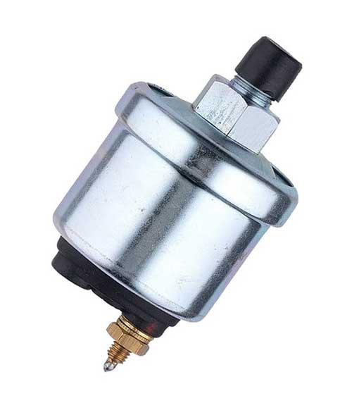 VDO Pressure Sender, Part #360-067 - 0-100 PSI/7 Bar, 1/8-27NPT Thread, 10 - 180 Ohms, Standard Ground. No Warning Light.
PLEASE NOTE: Threads on Sender Are Self-Sealing, Use of Sealing Compounds Will Effect Sender Operation!