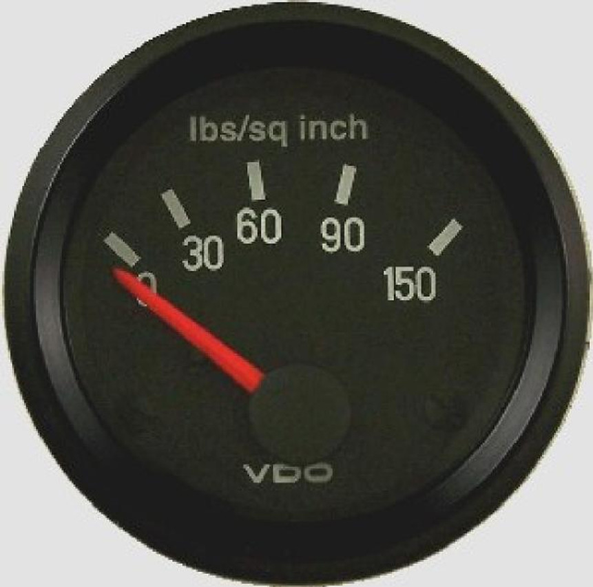 VDO Cockpit Series, Part #350-041 Oil Pressure, 0-150psi. 52mm (2 1/16") Diameter. Halo Lighted w/ Red Pointer. 12 Volt. Requires VDO 10-180 Ohm Sender. 

   Can't Find What You are looking for... Contact our Technical Support Staff!