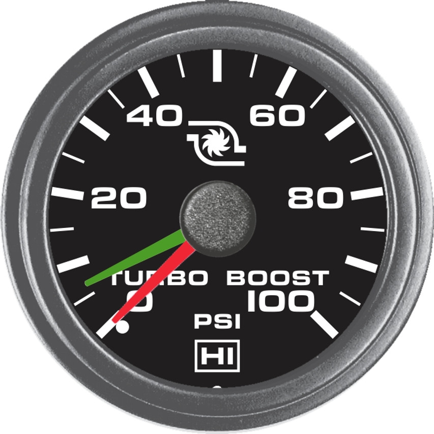 Turbo Boost Pressure Gauge, Green illumination, 0-50 psi (108-102