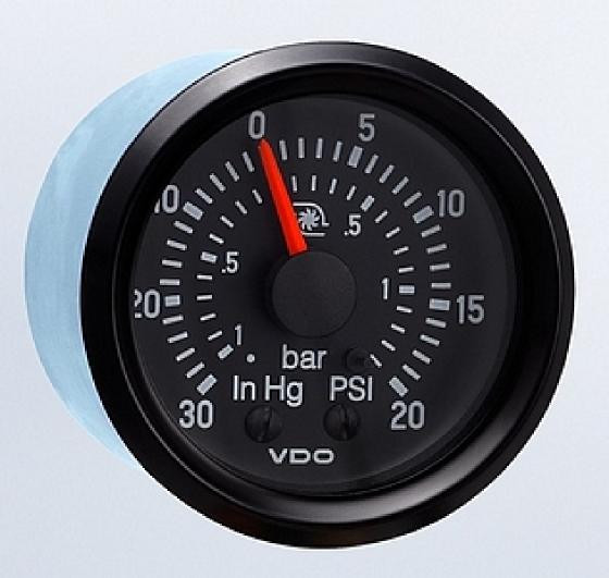 VDO HAS DISCONTINUED.... LAST ONE!!!!

VDO Cockpit International Part # 150-921 Turbo Boost, 20 PSI/30" HG, Mechanical, 1/8-27 Thread Connection, 52mm (2 1/16") Diameter. Halo Edge Lighted w/ Red Pointer, 12 Volt. Requires Accessory Line Kit, 150-851