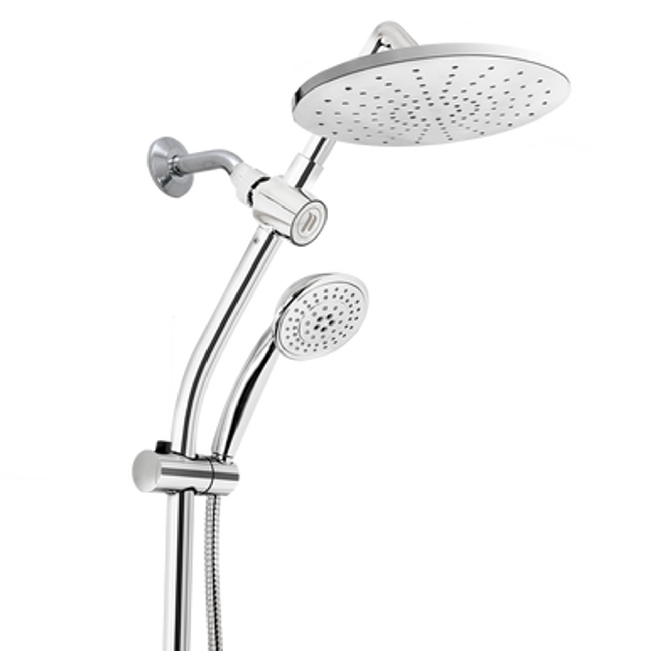 Shower rail kit with rain shower and handheld showerhead