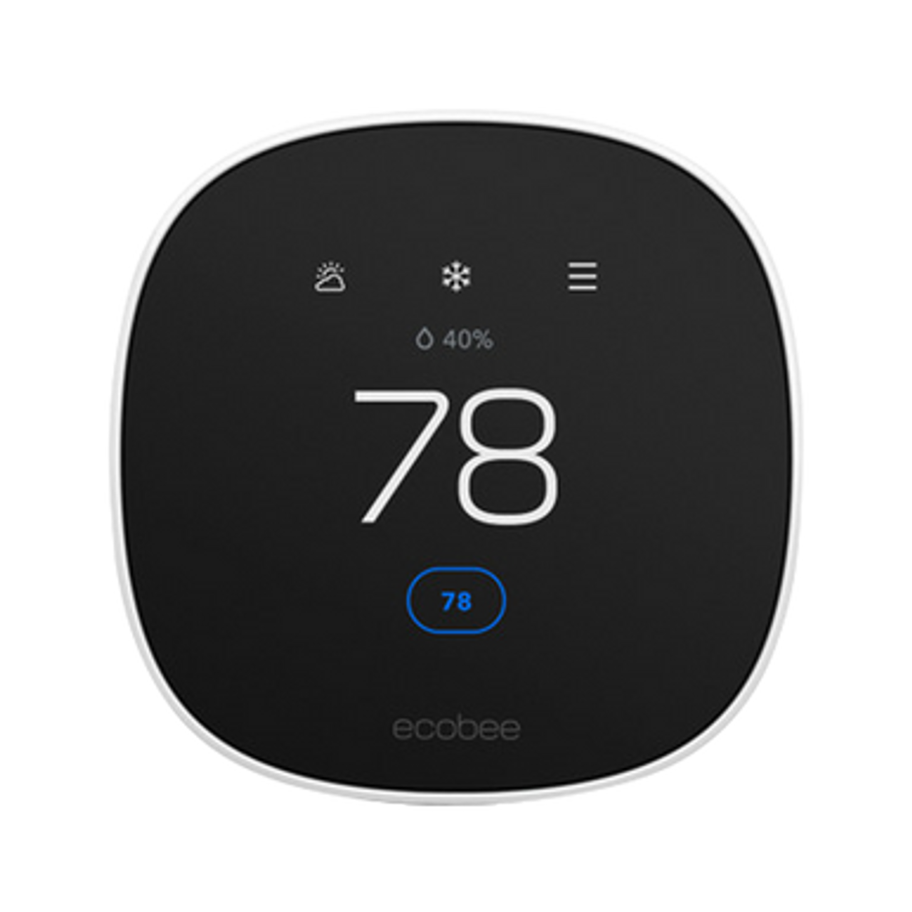 ecobee Smart Thermostat Essential set to 78 - front view