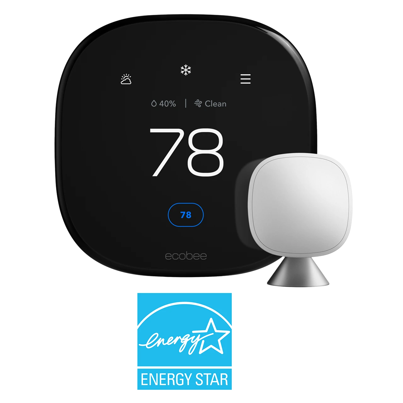 ecobee smart thermostat with sensor side by side