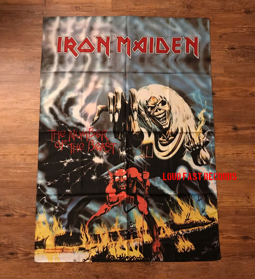 IRON MAIDEN - THE NUMBER OF THE BEAST POSTER FLAG BANNER TAPESTRY vintage 1982