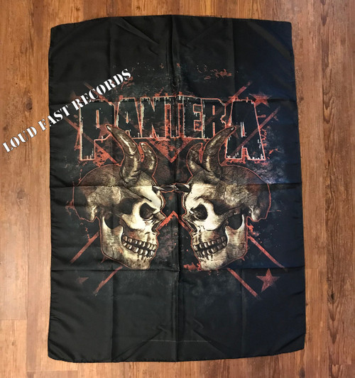 PANTERA - SKULLS WITH FLAG BANNER FLAG FABRIC POSTER TAPESTRY PANTERA - SKULLS WITH FLAG BANNER FLAG FABRIC POSTER TAPESTRY