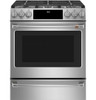 C2S900P2MS1 Cafe 30" Slide-In Front Control Dual Fuel Convection Range - Stainless Steel with Brushed Stainless Handles and Knobs C2S900P2MS1 Cafe 30" Slide-In Front Control Dual Fuel Convection Range - Stainless Steel with Brushed Stainless Handles and Knobs