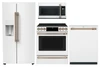 Package CAFEMW2 - Cafe Appliance 4 Piece Kitchen Package with Electric Range - Matte White with Brushed Bronze Hardware