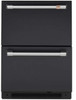 CDE06RP3ND1 Cafe 24" Built-In Dual Drawer Refrigerator with Soft Close Doors and LED Lighting - Matte Black with Brushed Stainless Steel Handles