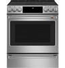 CES700P2MS1 Cafe 30" Slide-In Front Control Electric Range with True European Convection - Stainless Steel with Brushed Stainless Steel Handles and Knobs CES700P2MS1 Cafe 30" Slide-In Front Control Electric Range with True European Convection - Stainless Steel with Brushed Stainless Steel Handles and Knobs