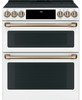 CES750P4MW2 Cafe 30" Slide-In Front Control Convection Double Oven Electric Range - Matte White with Brushed Bronze Handles and Knobs CES750P4MW2 Cafe 30" Slide-In Front Control Convection Double Oven Electric Range - Matte White with Brushed Bronze Handles and Knobs