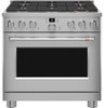 CGY366P2TS1 Cafe 36" Smart All Gas Commercial Style Range with 6 Burners - Stainless Steel with Brushed Stainless Handles and Knobs CGY366P2TS1 Cafe 36" Smart All Gas Commercial Style Range with 6 Burners - Stainless Steel with Brushed Stainless Handles and Knobs