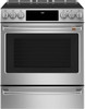 CHS900P2MS1 Cafe 30" Slide-In Front Control Induction Range with True European Convection - Stainless Steel with Brushed Stainless Steel Handles and Knobs CHS900P2MS1 Cafe 30" Slide-In Front Control Induction Range with True European Convection - Stainless Steel with Brushed Stainless Steel Handles and Knobs