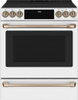 CHS900P4MW2 Cafe 30" Slide-In Front Control Induction Range with True European Convection - Matte White with Brushed Bronze Handles and Knobs CHS900P4MW2 Cafe 30" Slide-In Front Control Induction Range with True European Convection - Matte White with Brushed Bronze Handles and Knobs