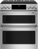 CHS950P2MS1 Cafe 30" Slide-In Front Control Induction Double Oven Range with True European Convection - Stainless Steel with Brushed Stainless Steel Handles and Knobs CHS950P2MS1 Cafe 30" Slide-In Front Control Induction Double Oven Range with True European Convection - Stainless Steel with Brushed Stainless Steel Handles and Knobs