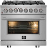 FFSGS612536 Forno 36" Pro Style Alta Qualita Dual Fuel Range 6 Sealed Burners - Stainless Steel