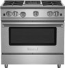 RNB364CBV2 BlueStar 36" Freestanding Natural Gas Range - 4 Burners with 12" Charbroiler - Stainless Steel