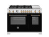 Bertazzoni MAS486GGASNG 48" Master All Gas Range with 6 Burners + Griddle - Gold Accents - Matte Black