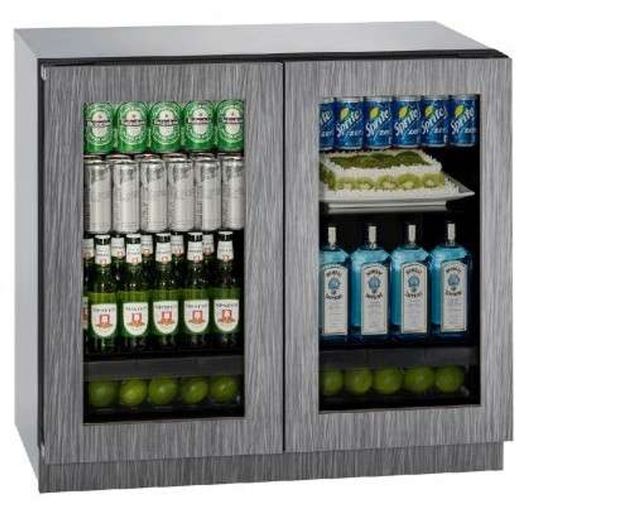 3036RRGLINT-00B U-Line Modular 3000 Series 36 Glass Double Door  Refrigerator with LED Lights and OLED Display - Integrated Frame