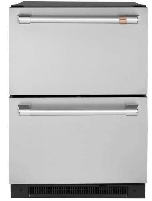 CDE06RP2NS1 Cafe 24" Dual Drawer Refrigerator with Soft Close Doors and LED Lighting - Stainless Steel with Brushed Stainless Steel Handles