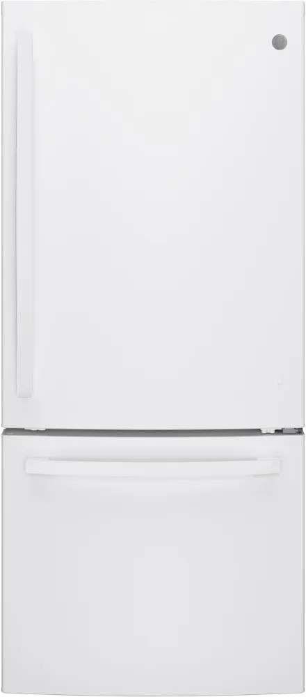 GDE21EGKWW GE 30" Bottom Mount Freezer Refrigerator with Ice Maker and LED Lighting 20.9 cu. ft. - White