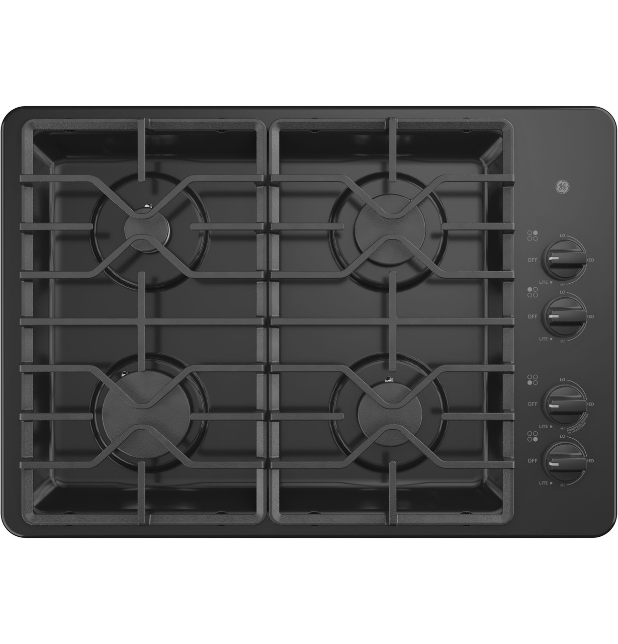 JGP3030DLBB GE 30" Gas Cooktop with Sealed Cooktop Burners and Heavy-Duty Grates - Black