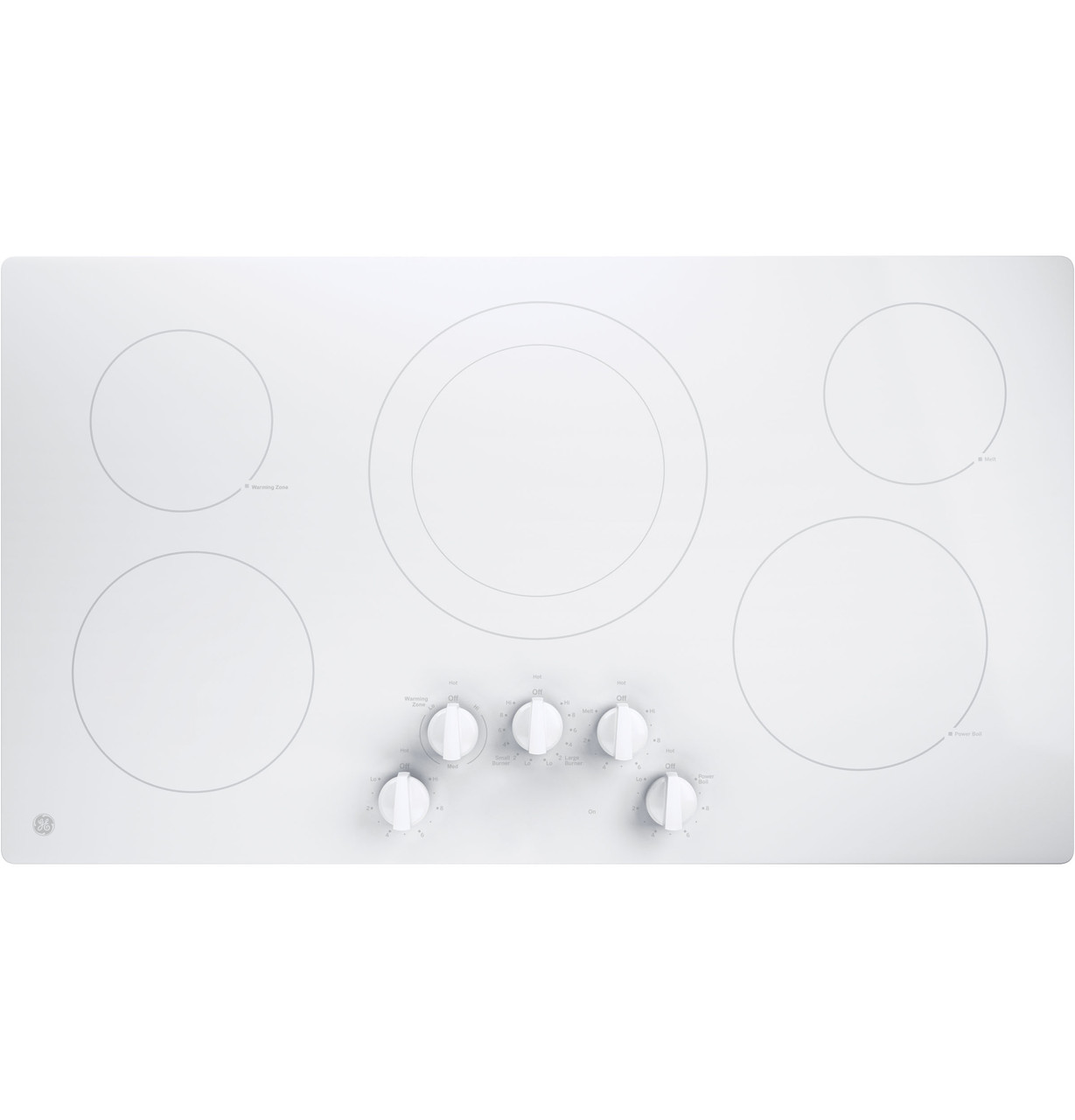 JP3036TLWW GE 36" Electric Cooktop with 5 Radiant Elements and Hot Surface Indicator Lights - White