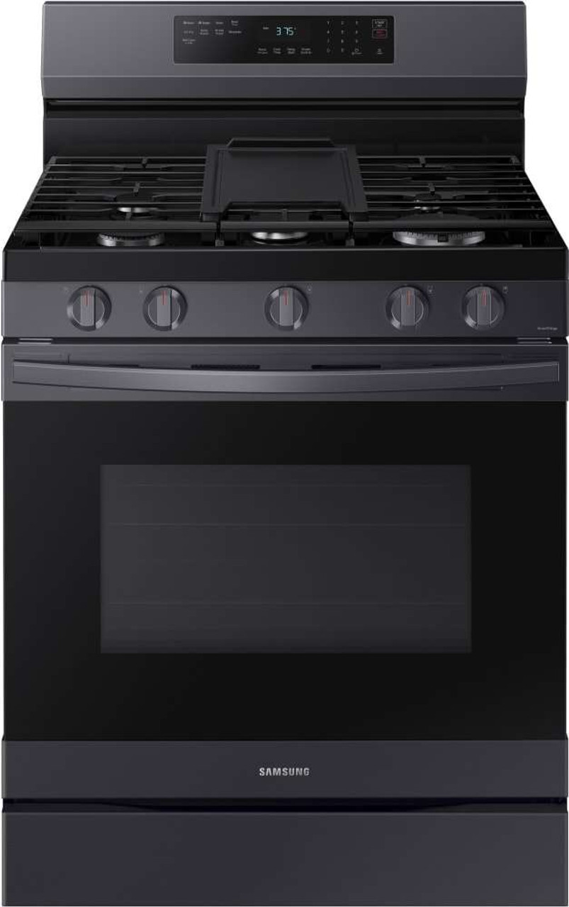 NX60A6511SG Samsung 30" Smart Gas Convection Range with 5 Sealed Burners and No Pre Heat Air Fry - Fingerprint Resistant Black Stainless Steel