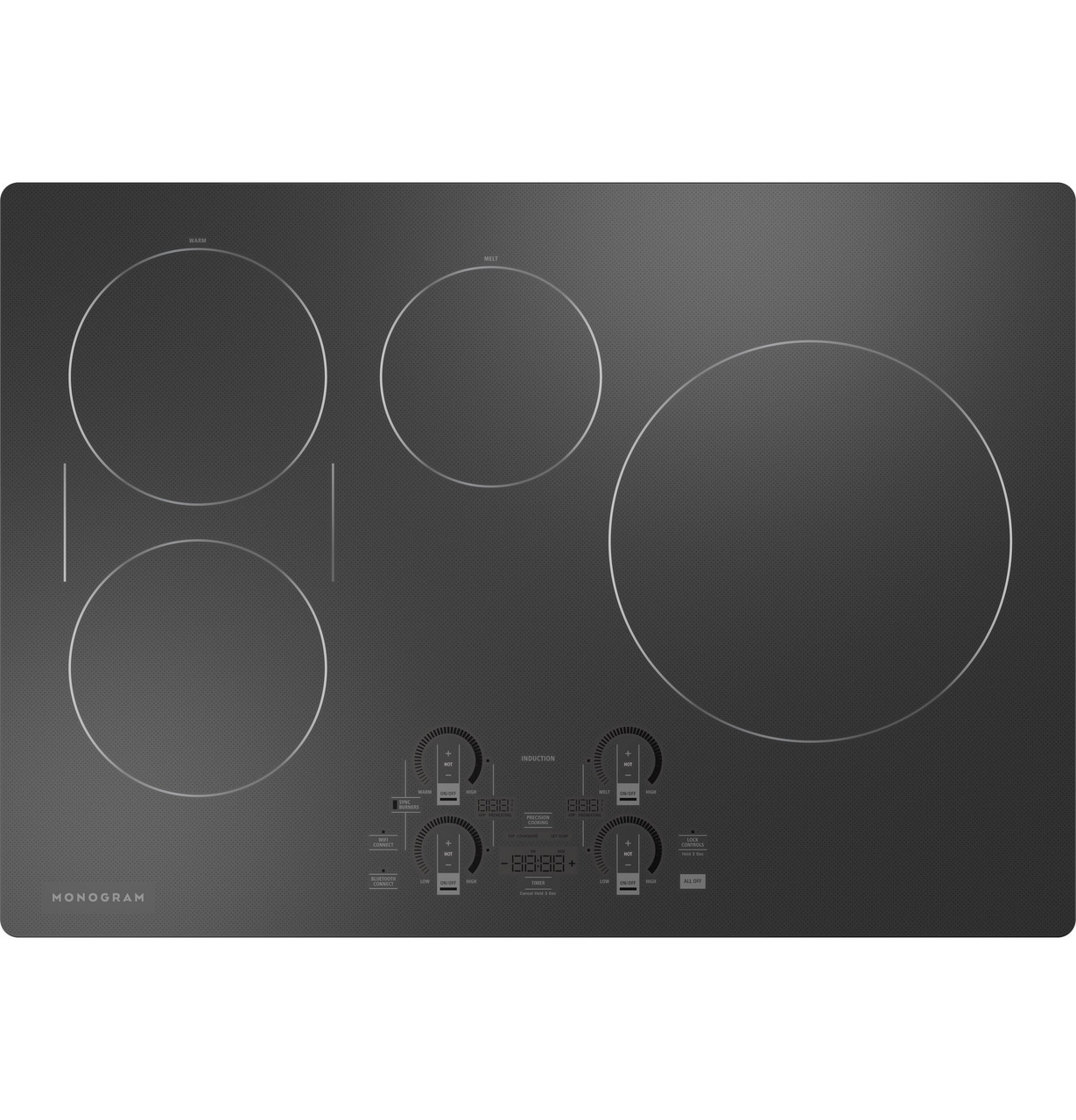 ZHU30RDTBB Monogram 30" Induction Cooktop with Glide Touch Control and 4 Cooking Elements - Black