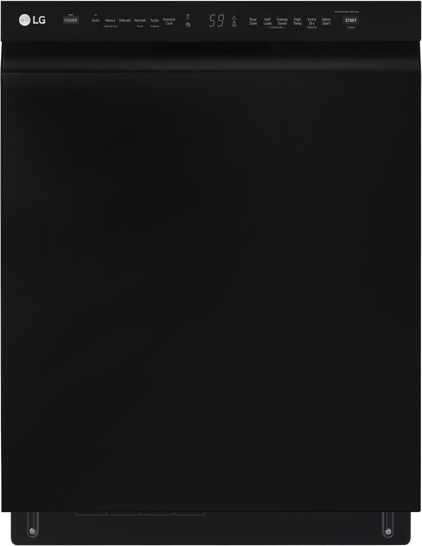 LDFN4542B LG 24" Front Control Dishwasher with Pocket Handle and QuadWash - 48 dBA - Black