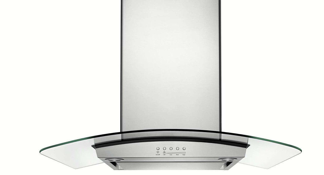 WVI75UC6DS Whirlpool 36" Curved Glass Canopy Island Hood 400 CFM