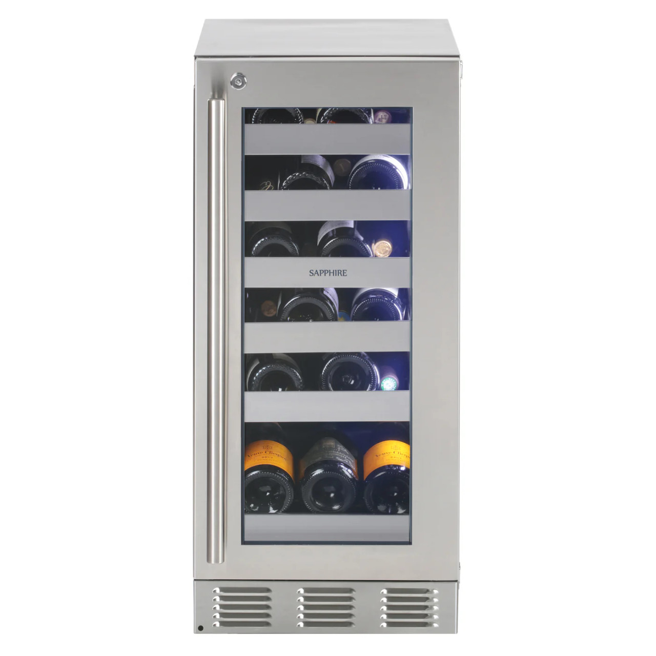 SW15SZSS Sapphire 15" Single Zone Undercounter Wine Cooler with 5 Extension Racks and 23 Bottle Capacity - Stainless Steel