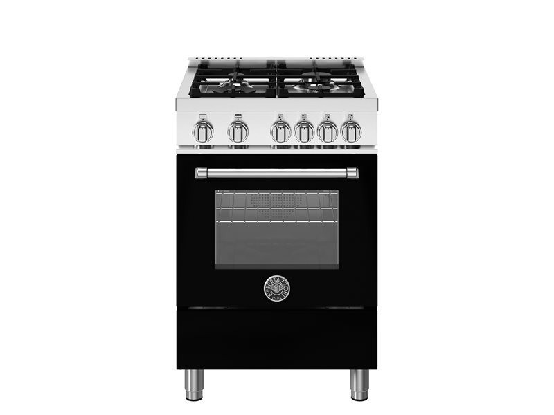 MAS244GASNEV Bertazonni 24" Gas Range with Gas Oven and 4 Aluminum Burner Master Seriess - Natural Gas - Nero Black