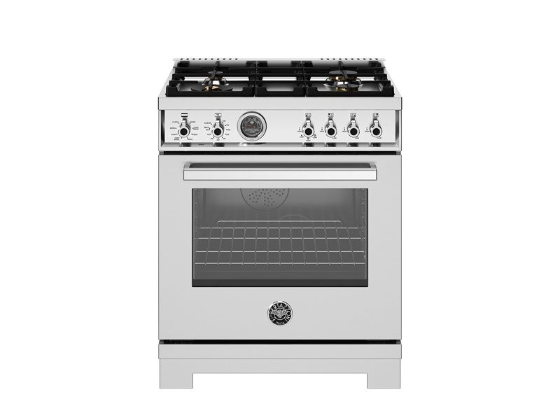 PRO304BFGMXT Bertazonni 30" Gas Range with 4 Brass Burners Professional Series - Natural Gas - Stainless Steel