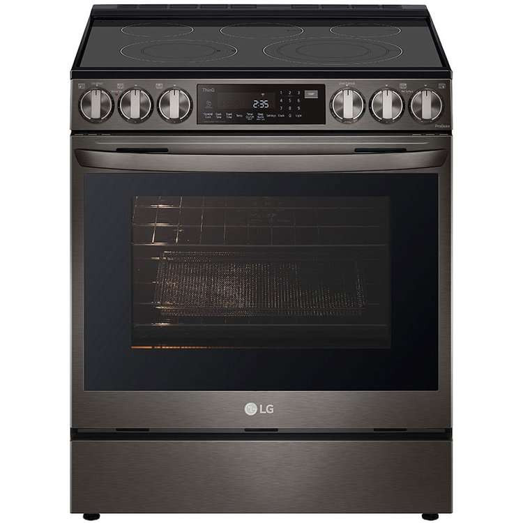 LSEL6335DE LG 30" Electric Slide-in Range with Air Fry and ProBake Convection - Printproof Black Stainless Steel