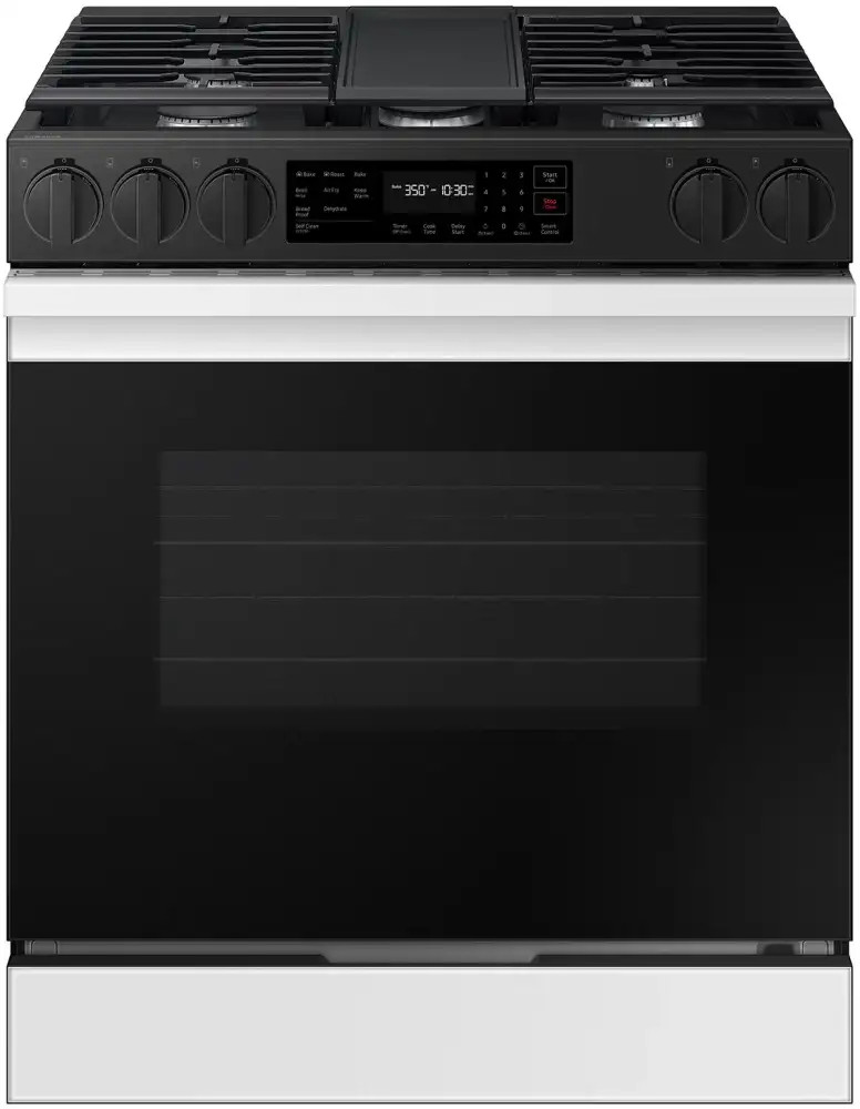 NSG6DB830012 Samsung 30" Bespoke Smart Slide-In Gas Range with Air Fry & Precision Knobs - White Glass