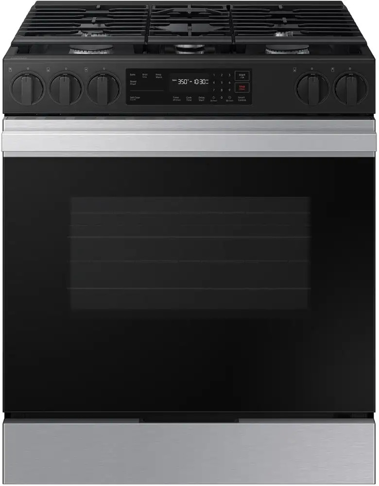 NSG6DG8100SR Samsung 30" Bespoke Smart Slide-In Gas Range with Precision Knobs - Stainless Steel