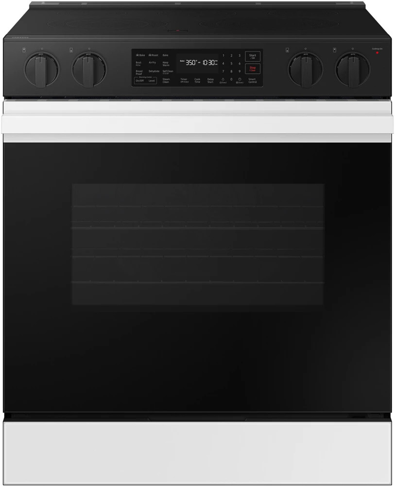 NSE6DB830012 Samsung 30" Bespoke Smart Slide-In Electric Range with Air Fry & Precision Knobs - White Glass