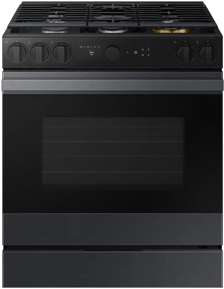 NSG6DG8500MT Samsung 30" Bespoke Smart Slide-In Gas Range with Air Sous Vide & Air Fry - Matte Black Steel