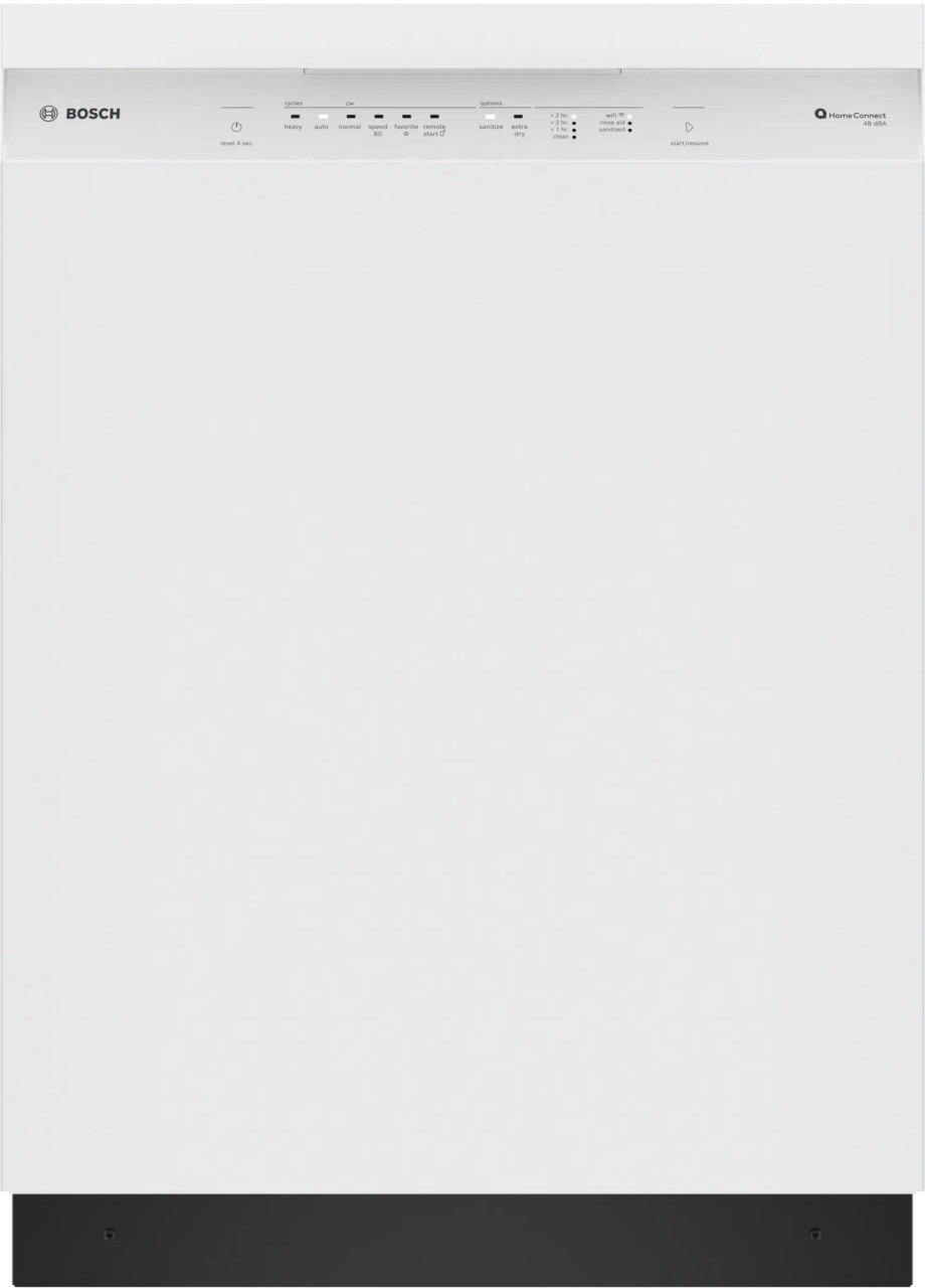 Bosch SHE41CM2N 24" Front Control Dishwasher with PrecisionWash and 2 Racks - 48 dBA - Recessed Handle - White