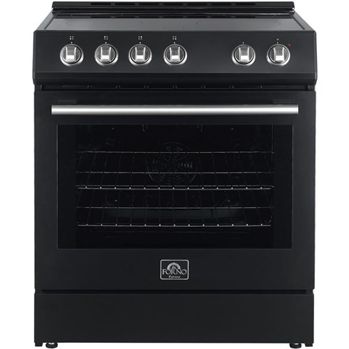Forno FFSEL601230BLK Espresso Leonardo 30" Slide-In Electric Range with 4 Elements and Convection Fan Oven - Black