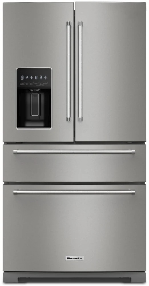 KitchenAid KRMF536RPS Is a 26.2 Cu Ft Four-Door French-Door Fridge With a Platinum Interior