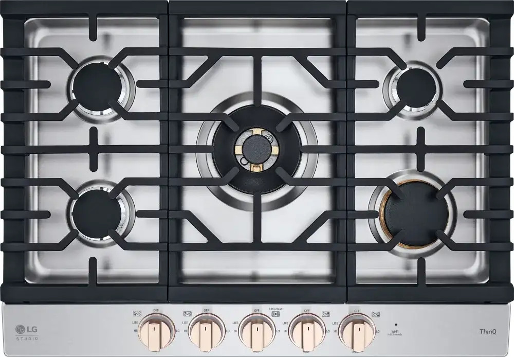 CBGS3028N LG Studio 30" Gas Cooktop with Griddle and UltraHeat - Stainless Steel with Bronze Knobs