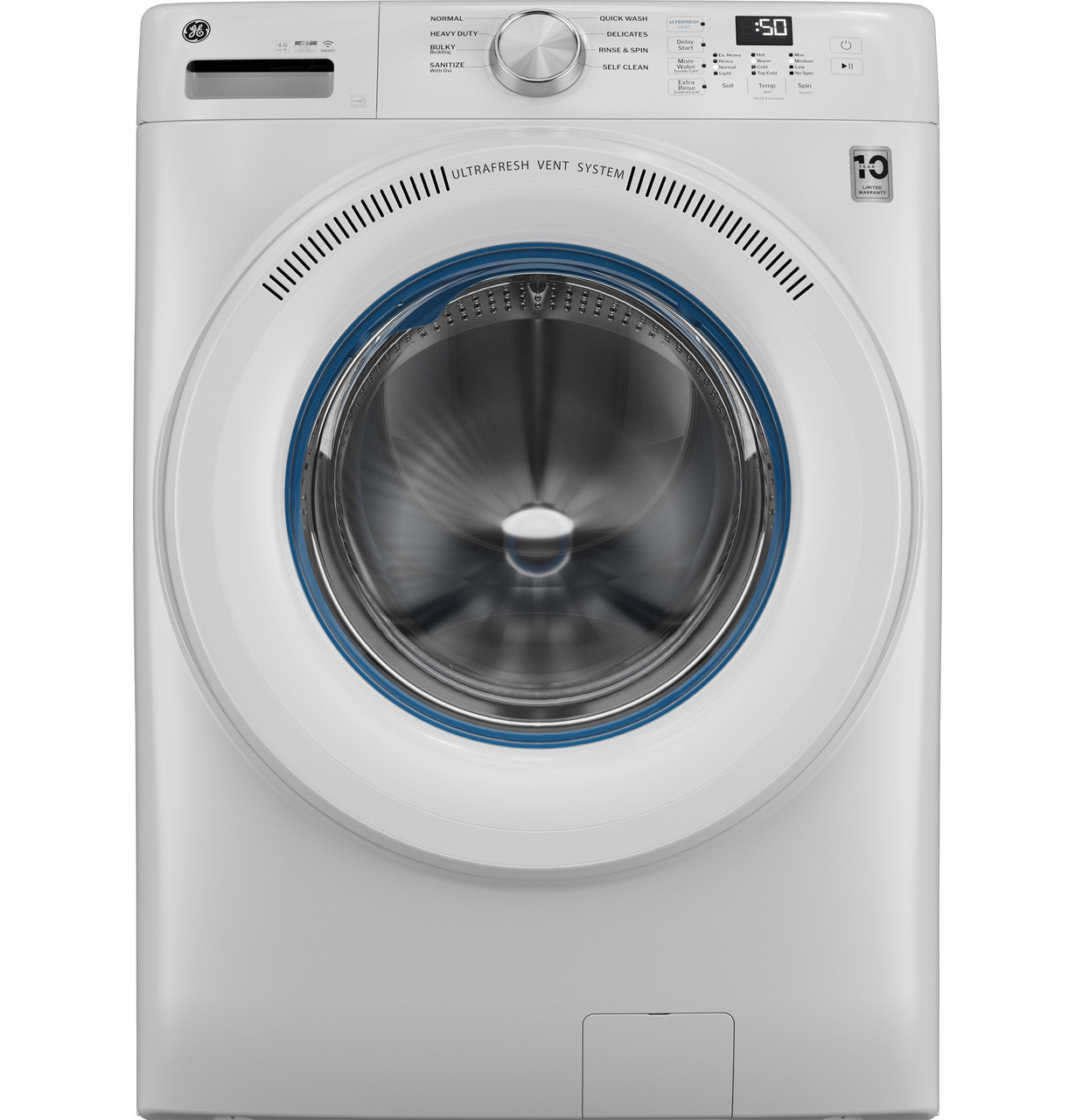 GFW350SSYWW GE 28" 4.6 cu. Ft. Smart Front Load Washer with UltraFresh Vent System - White