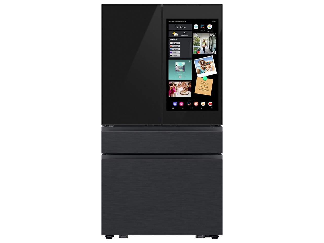RF90F23AECE Samsung 36" Bespoke Counter Depth 4-Door French Door Refrigerator with AI Family Hub 23 cu. ft. - Black Glass