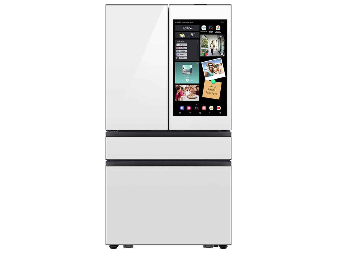 RF90F23AEW Samsung 36" Bespoke Counter Depth 4-Door French Door Refrigerator with AI Family Hub 23 cu. ft. - White Glass