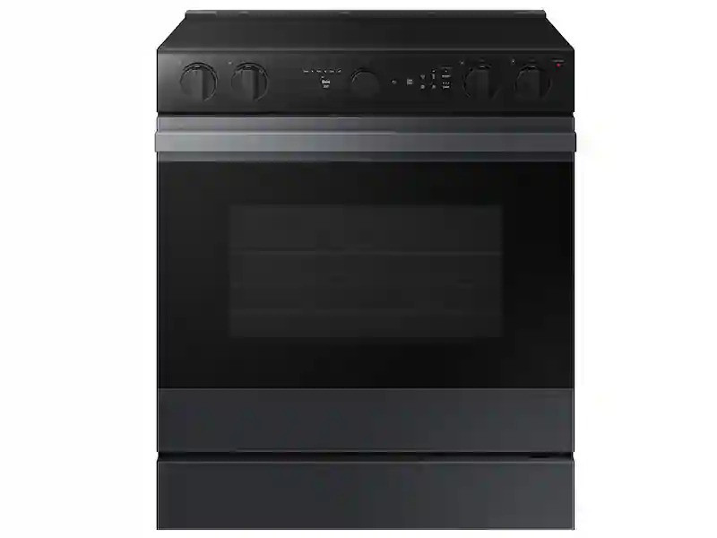 NSE6DG8502MT Samsung 30" Bespoke Smart Slide In Electric Range with Air Sous Vide & Air Fry  - Fingerprint Resistant Matte Black Stainless Steel