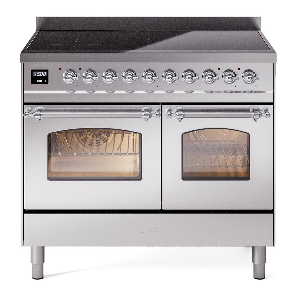 Ilve UPDI406NMPSSC Nostalgie II 40" Induction Range with 6 Cooking Elements - Stainless Steel with Chrome Trim