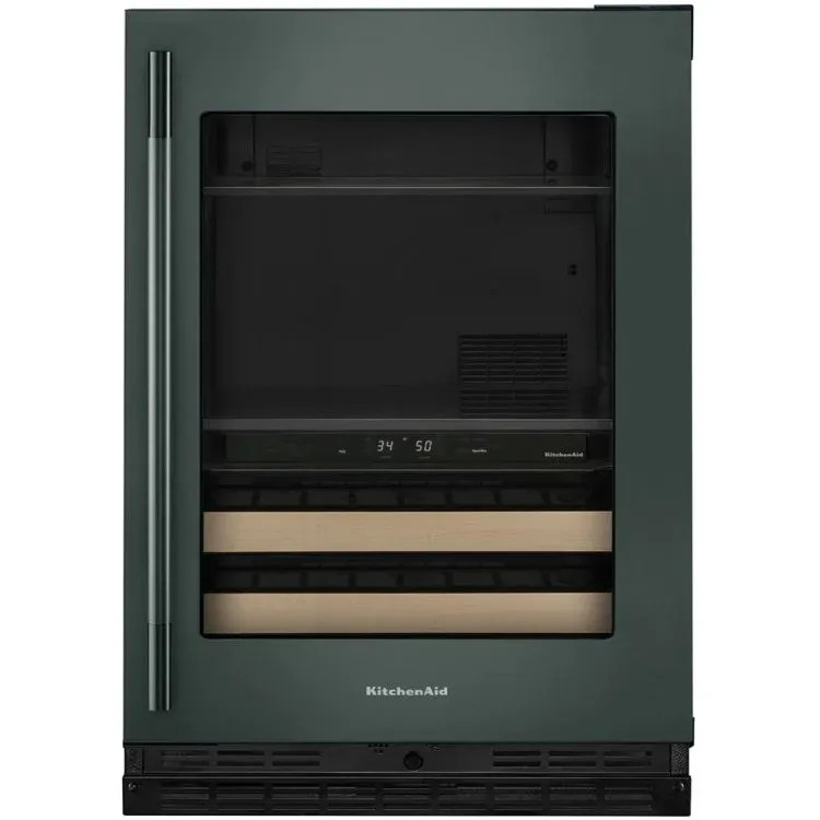 KitchenAid KUBR524SJP 24" Beverage Center with Glass Door and Wood Front Racks - Right Hinge - Juniper