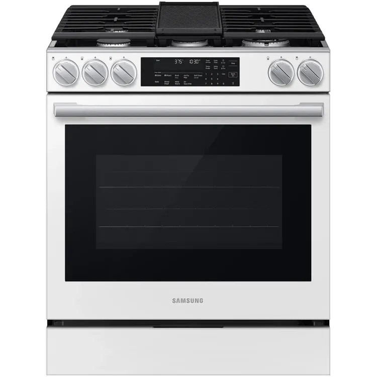 Samsung NSG90H60SWAA 30" Bespoke Smart Slide-In Gas Range 6.0 cu. ft. with Air Fry - White Glass
